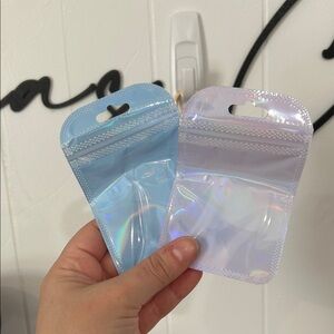Holographic Reusable Zip Pouch for Accessories - Purple or Blue Set of 25